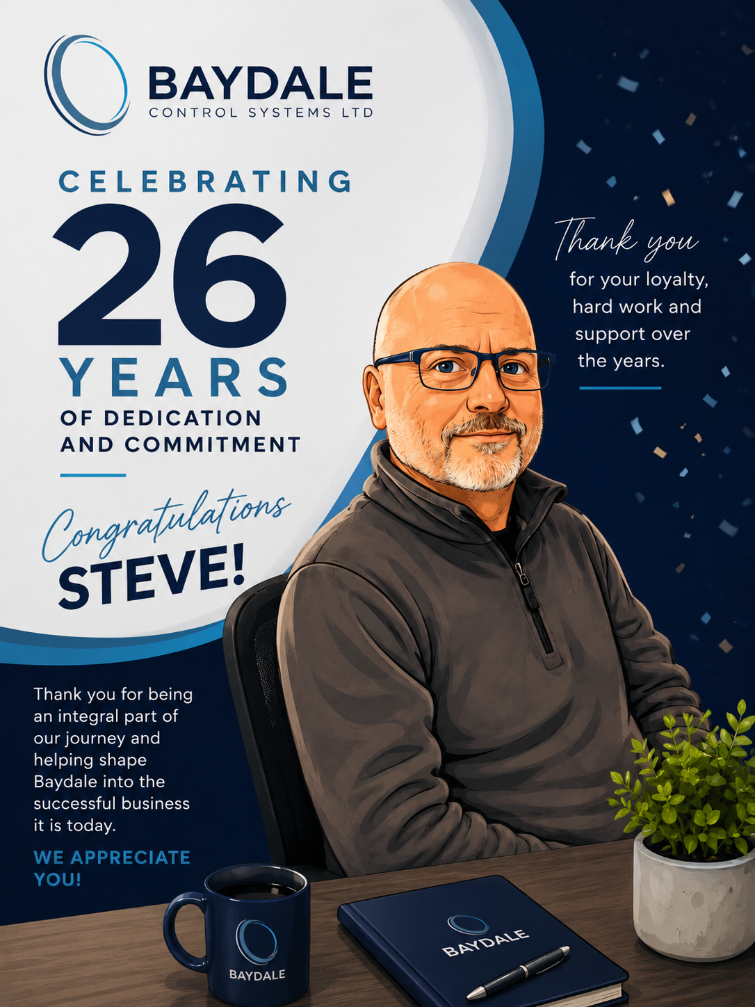 26 years Service at Baydale Controls